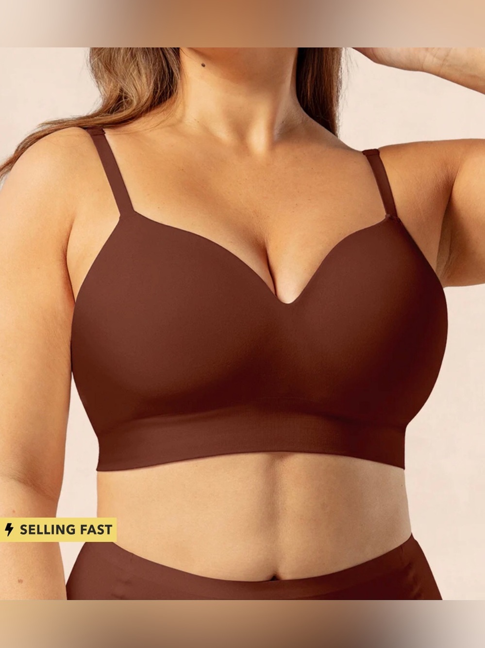 EUC! Truekind Supportive Comfort Wireless Shaping Bra size L Chocolate